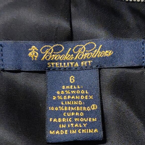 Loro Piana Brooks Brothers Wool Suit  Set Jacket and Skirt Black/Cream - Picture 6 of 11